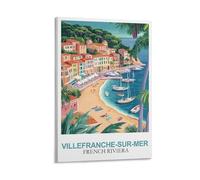 YMQWJYLW Villefranche Sur Mer French Riviera Vintage Travel Posters 20x30inch(50x75cm) Canvas Printing Home Decor Wall Art Prints