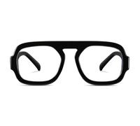 YMRFW Blue Light Aviator Glasses for Women Men Square Flat Top Computer TV Glasses Anti Eye Strain, black, 1pack