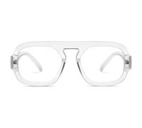 YMRFW Blue Light Aviator Glasses for Women Men Square Flat Top Computer TV Glasses Anti Eye Strain, clear, 1pack