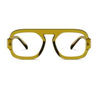 YMRFW Blue Light Blocking Aviator Glasses for Men Women Square Flat Top Glasses Anti Eyestrain Computer Glasses, Green Olive, 1pack