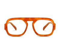 YMRFW Blue Light Blocking Aviator Glasses for Women Men Square Flat Top Computer TV Glasses Anti Eye Strain, Tortoise Brown, 1pack