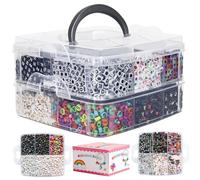 YMSDZHL Alphabet Beads A-Z 6500Pcs Letter Beads, Acrylic 6x6mm Round Letter Beads Kits,Black Digit and Colorful Smile Bead for Bracelets Necklaces DIY Jewelry Making
