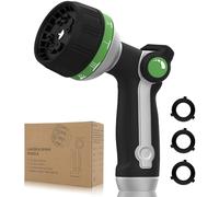 Garden Hose Nozzle Heavy Duty,Metal Water Hose Nozzle with 10 Adjustable Spray Patterns, High Pressure Hose Sprayer Nozzle Thumb Control On Off Valve for Lawn & Plant Watering, Car & Pet Washing