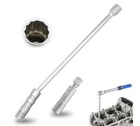YMTWSRY 14mm 16mm Spark Plug Socket, 2 Pcs Thin Wall Removal Tool 360° Swivel Driver Set 3/8 Inch 12 Point Magnetic Spanner Flexible Wrench for Auto Cars Motorbike