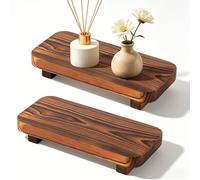 YMTWSRY 2 PCS Wood Riser Tray, Wooden Display Stand Small Trays Decorative Kitchen Decor for Spice Bottles Candles Jewelry Soap