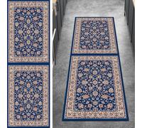 Ymural Carpet Runner for Hallway Non Slip Navy Blue Vintage 100x500CM Washable Anti Skid Long Runner Rug for Kitchen Bedroom
