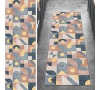Ymural Carpet Runner for Kitchen Non Slip Washable Grey Pink 90x300CM Abstract Hallway Runners Anti Skid Long Non Slip Carpet Runner for Hallway Bedroom
