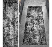 Ymural Carpet Runner Non Slip for Hallway Runner Rug Abstract Washable Black Grey Anti Skid Long Hall Runner Mat for Hallway Bedroom Doorway Stair Steps, Customizable
