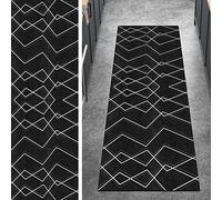 Ymural Carpet Runner Non Slip for Hallway Runner Rugs Striped Washable Black White Anti Skid Long Hall Runner Mat for Hallway Bedroom Doorway Stair Steps, Customizable