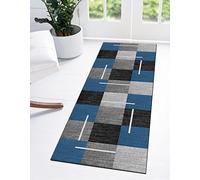 Ymural Carpet Runner Rugs for Hallway Modern Black Grey Blue Washable Non Slip Checkered Striped Runners Mat Non Slip Runner Rugs for Kitchen Bedroom Doorway Stair Doorway, Customizable