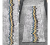 Ymural Carpet Runners Abstract Non Slip Grey 70x350CM Washable Anti Skid Long Runner Rugs for Kitchen Bedroom