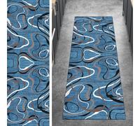 Ymural Carpet Runners for Hallway Non Slip 70x330CM Blue Kitchen Hallway Carpet Runner Washable Abstract Anti Skid Long Hall Runner Mat for Hallway Bedroom Doorway