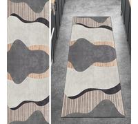 Ymural Carpet Runners for Hallway, Non Slip Grey Brown Modern 80x200CM Washable Anti Skid Long Runner Rug for Kitchen Bedroom