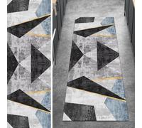 Ymural Grey Black Runners for Hallway Patchwork Non Slip 110x250CM Washable Anti Skid Long Carpet Runners for Kitchen Bedroom