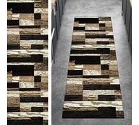 Ymural Hallway Runner Carpet Non Slip Runner Rugs Patchwork Modern Washable Brown Beige Anti Skid Long Hall Runner Mat for Hallway Bedroom Doorway Stair Steps, Customizable