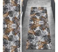 Ymural Hallway Runner Rug 70x400CM Gray Kitchen Non Slip Carpet Runner Washable Leaf Pattern Anti Skid Long Hall Runner Mat for Hallway Bedroom Doorway Stair Steps, Customizable