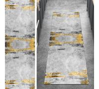 Ymural Hallway Runner Rug 70x400CM Grey Gold Kitchen Non Slip Carpet Runner Washable Abstract Anti Skid Long Hall Runner Mat for Hallway Bedroom Doorway Stair Steps, Customizable