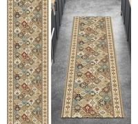 Ymural Hallway Runner Rug 80x330CM Beige Brown Kitchen Non Slip Carpet Runner Washable Boho Anti Skid Long Hall Runner Mat for Hallway Bedroom Doorway Stair Steps, Customizable