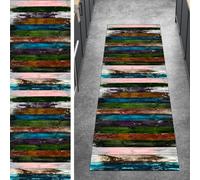 Ymural Hallway Runner Rug 90x500CM Blue Green Kitchen Non Slip Carpet Runner Washable Wood Pattern Anti Skid Long Hall Runner Mat for Hallway Bedroom Doorway Stair Steps, Customizable