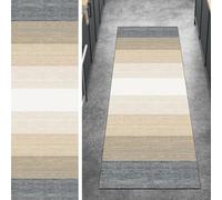 Ymural Modern Runner Rug Non Slip Patchwork 70x200CM Grey Beige Kitchen Washable Anti Skid Long Hall Runner Rug for Hallway Bedroom