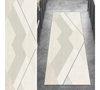 Ymural Non Slip Carpet Runners for Hallway Beige 90x200CM Striped Kitchen Anti Skid Long Non Slip Washable Carpet Runner for Hallway Bedroom