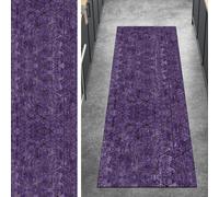 Ymural Runner Rug for Hallway, 80x330CM Purple Kitchen Non Slip Carpet Runner Washable Geometric Anti Skid Long Hall Runner Mat for Hallway Bedroom Doorway Stair Steps, Customizable