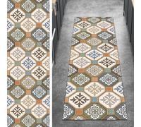 Ymural Runner Rug for Hallway Beige Non Slip, Vintage 40x250CM Washable Anti Skid Long Carpet Runner for Kitchen Bedroom