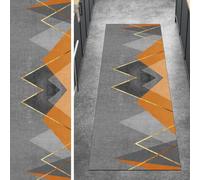 Ymural Runner Rug for Kitchen Non Slip Washable Grey Orange Modern 40x80CM Kitchen Washable Anti Skid Long Runner Carpet Rug for Hallway Bedroom
