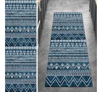Ymural Runner Rugs for Hallway Non Slip Blue Boho 80x150CM Washable Anti Skid Long Carpet Runners for Kitchen Bedroom