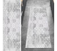 Ymural Runner Rugs Non Slip Grey Abstract 110x150CM Washable Anti Skid Long Carpet Runners for Kitchen Bedroom