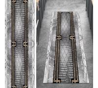 Ymural Vintage Hallway Runner Non Slip Grey Carpet Runner Washable