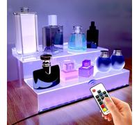 YMVV 12 Inch Acrylic Shelf for Perfume Organizer with Led Light, Large 2 Layer Cologne Organizer, Display Stand with Layered Lift, Pair Acrylic Display