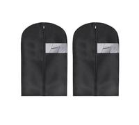 YMWALK 2-Pack Breathable Garment Bags, Long Suit Covers, Dustproof and Waterproof Storage with Zipper, Ideal for Suit, Coat, and Dress Protection (Black, 60X100)