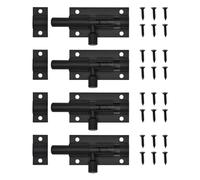 YMWALK 4 PCS Door Latch,Gate Bolt,Door Bolts for Internal Doors,with Screws,Suitable for Interior Doors in Bedrooms,Bathrooms,Babinets,and Storage Rooms(2 Inches, Black)
