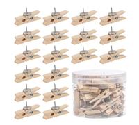 YMWALK 50Pcs Wooden Thumb Tack Clips with Push Pins for Cork Boards - Multicolour Decorative Drawing Pins for Photos, Crafts, and DIY Projects (50, Wooden Original)