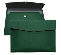 YMWALK A4 Document File Folder Wallet,PU Leather Portable and Waterproof Document Holder Organizer Envelope File Storage Bag for Business,Travel,Office, Home,and School Use (Green)