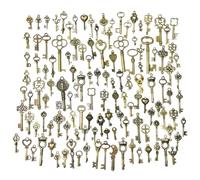 YMWALK Antique Bronze Keys Charm Pendants Set Random Shapes & Sizes Skeleton Key Charms Handmade Accessories for DIY Jewelry Making Bracelet Necklace(125 Pcs)