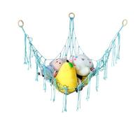 YMWALK Boho Hammock Toy Storage Net with Tassels, Corner Organizer for Stuffed Animals and Plush Toys, Nursery Hanging Net for Kids Bedroom - Keep Your Space Tidy and Stylish (Sky Blue)