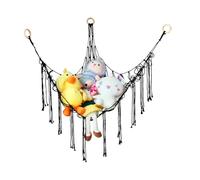 YMWALK Boho Hammock Toy Storage Net with Tassels, Corner Organizer for Stuffed Animals and Plush Toys, Nursery Hanging Net for Kids Bedroom - Keep Your Space Tidy and Stylish (Black)