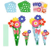 YMWALK DIY Craft Flowers Bouquet Kit - Creative Paper Craft for Mother's Day, Kids' Arts, Birthday Party Decorations, Classroom & Home Activity Set - Origami Gift Making Supplies (A-24 Pieces)