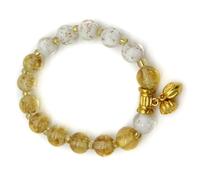 YMWALK Elegant 10mm Crystal Bead Bracelet with Premium Storage Box, Healing Gemstone Jewelry for Men and Women - Gift for Birthdays, Valentines, Christmas, and Special Occasions (Gold)
