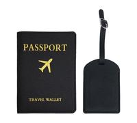 YMWALK Mr and Mrs Passport Wallet and Luggage Tag Set, PU Leather Travel Essentials for Couples, Cute Honeymoon Gift, Credit Card and Business Card Holder (Black)