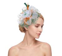 YMWALK Multicolor Feather Fascinator Headwear with Net Veil, Mesh Flower Headpiece, Royal Ascot, Wedding, Bridal Shower & Cocktail Party, Women's Elegant Hair Clip