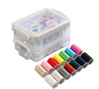 YMWALK Sewing Kit with Plastic Box, Portable Sewing Box with Sewing Accessories Needle and Thread kit,Include 16 Colors Thread, Needles, Box, Scissor, Tape Measure, Thimble for Clothes Mending
