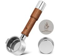 YMWVH 51MM Naked Bottomless Portafilter 2 Ears Fits Delonghi ECP3420/EC155/BCO430/EC260 with Puck Screen & Stainless Steel Filter Basket,Walnut Handle