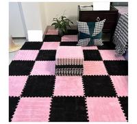 YMXBHN 0.4 Inch Extra Thick Puzzle Play Mat - 18Pcs 12X12 Inch Plush Interlocking Foam Tiles,Anti-Slip Crawling Mats for Kids Room, EVA Soft Carpet Squares,pink + black