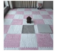 YMXBHN 0.4 Inch Extra Thick Puzzle Play Mat - 18Pcs 12X12 Inch Plush Interlocking Foam Tiles,Anti-Slip Crawling Mats for Kids Room, EVA Soft Carpet Squares,white + pink