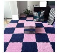 YMXBHN 0.4 Inch Extra Thick Puzzle Play Mat - 18Pcs 12X12 Inch Plush Interlocking Foam Tiles,Anti-Slip Crawling Mats for Kids Room, EVA Soft Carpet Squares,pink + navy blue