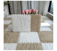 YMXBHN 0.4 Inch Extra Thick Puzzle Play Mat - 18Pcs 12X12 Inch Plush Interlocking Foam Tiles,Anti-Slip Crawling Mats for Kids Room, EVA Soft Carpet Squares,white + apricot