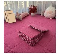 YMXBHN 10mm Thickned Plush EVA Foam Floor Mat 30x30cm Square Interlocking Carpet Mat Fluffy Foam Tiles DIY Puzzle Flooring Area Rug(Color:Rose red)